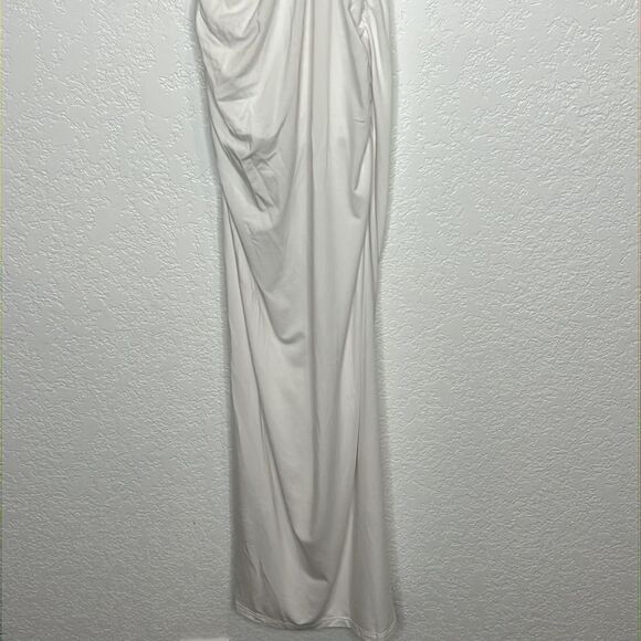 NWT Jonathan SIMKHAI Jessica Ruched Maxi Dress White Medium - Picture 9 of 16